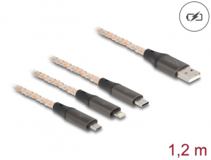 Delock USB-A -> Lightning/Micro USB/USB-C kábel 1,2m (88158)