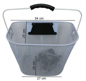 NovaBIK3 kivehető kerékpáros fém kosár előre gyors CLICK mechanizmussal fehér (AN61094)
