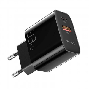 Mcdodo USB-A + USB-C hálózati töltő GaN 33W fekete (CH-0921)