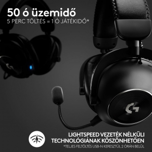 Logitech PRO X 2 LIGHTSPEED vezeték nélküli gamer fejhallgató fekete (981-001263)