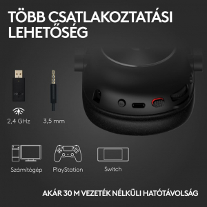 Logitech PRO X 2 LIGHTSPEED vezeték nélküli gamer fejhallgató fekete (981-001263)