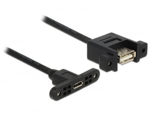 Delock USB 2.0 Micro-B panelre anya >  USB 2.0 Type-A panelre anya kábel 25cm (85109)