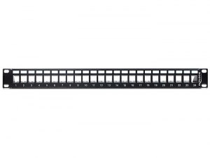 Delock 19" 24 portos Keystone patch panel tehermentesítővel (43277)