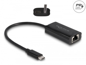 Delock USB Type-C adapter t&aacute;pell&aacute;t&oacute; portos Gigabit LAN-hez 100W (61026)