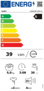 Candy CW50-BP12307-S mini elöltöltős mosógép fehér