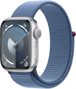 Apple Watch Series 9 (GPS + Cellular) 41mm ezüst alumíniumtok, viharkék sportszíj (MRHX3QF/A)