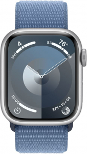 Apple Watch Series 9 (GPS + Cellular) 41mm ezüst alumíniumtok, viharkék sportszíj (MRHX3QF/A)