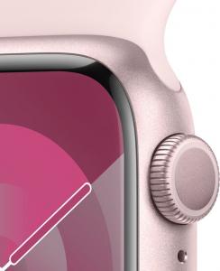 Apple Watch Series 9 (GPS + Cellular) 45mm rózsaszín alumíniumtok, rózsaszín sportszíj M/L méret (MRML3QF/A)