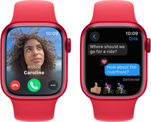 Apple Watch Series 9 (GPS + Cellular) 41mm (PRODUCT)RED alumíniumtok, (PRODUCT)RED sportszíj S/M méret (MRY63QF/A)