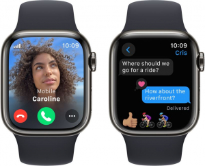 Apple Watch Series 9 (GPS + Cellular) 41mm grafitszínű rozsdamentes acél tok, éjfekete sportszíj S/M méret (MRJ83QF/A)