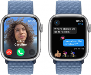 Apple Watch Series 9 (GPS + Cellular) 41mm ezüst alumíniumtok, viharkék sportszíj (MRHX3QF/A)
