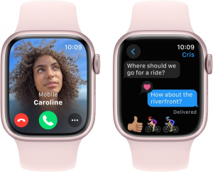 Apple Watch Series 9 (GPS + Cellular) 45mm rózsaszín alumíniumtok, rózsaszín sportszíj M/L méret (MRML3QF/A)