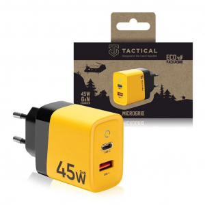 Tactical Microgrid GaN 45W USB-A + USC-C hálózati töltő sárga (129685)