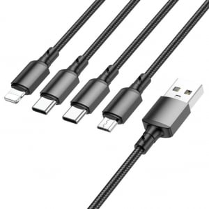 Borofone BX72 Lightning, Micro USB, USB-C - USB-A kábel 1m fekete