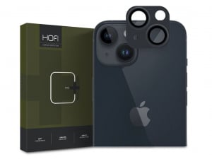 HOFI Apple iPhone 15/15 Plus FullCam Pro+ hátsó kameralencse védő edzett üveg + alu kameravédő borító fekete (HO604559)