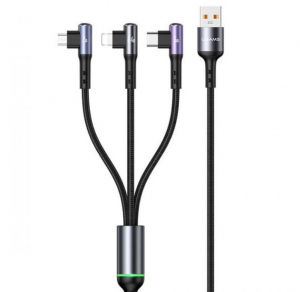 Usams SJ561USB01 Micro USB + Lightning + USB-C töltő- és adatkábel 1.2m fekete