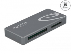 Delock USB Type-C kártyaolvasó CFast és SD memóriakártyákhoz + USB Hub A-típusú és USB Type-C porttal (91754)