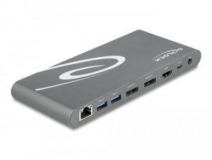 Delock USB Type-C DP 1.4 dokkoló állomás háromszoros 4K Display - HDMI/DisplayPort/USB/LAN/SD/PD 3.0 (87772)