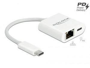 Delock USB Type-C adapter Power Delivery porttal Gigabit LAN 10/100/1000 Mbps fehér (65402)