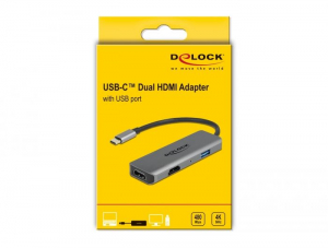 Delock USB Type-C - Dual HDMI adapter 4K, 60Hz és USB porttal (87780)