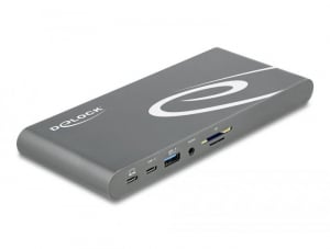 Delock USB Type-C DP 1.4 dokkoló állomás háromszoros 4K Display - HDMI/DisplayPort/USB/LAN/SD/PD 3.0 (87772)