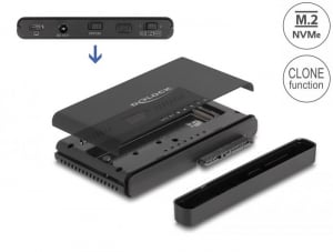 Delock USB Type-C átalakító 1 db. M.2 NVMe SSD + 1 db. SATA SSD / HDD klón funkcióval (64190)