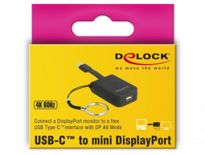 Delock USB Type-C adapter mini DisplayPort-hoz (DP Alt Mode) 4K 60 Hz - kulcstartón (63939)