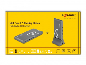 Delock USB Type-C DP 1.4 dokkoló állomás háromszoros 4K Display - HDMI/DisplayPort/USB/LAN/SD/PD 3.0 (87772)