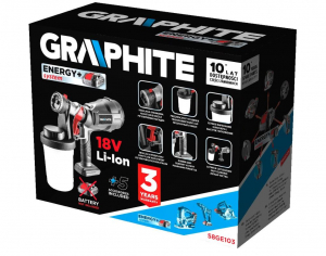 Graphite 58GE103 akkus fest&eacute;ksz&oacute;r&oacute; pisztoly Energy+ 18V, akku n&eacute;lk&uuml;l