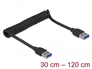 Delock USB 3.0 A - USB 3.0 A csavart kábel fekete (85348)