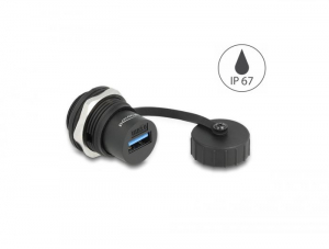 Delock USB 3.2 Gen 1 A-típusú beépített csatlakozó védő fedéllel IP67 por- és vízálló (86961)