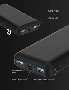 Juice ECO 5 2x USB-A - USB-C - Micro USB Power Bank 15000mAh fekete (JU194792)