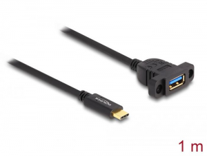 Delock SuperSpeed USB 10 Gbps (USB 3.2 Gen 2) USB Type-C apa – A-típusú USB anya kábel panel-csatlakozójú 1m fekete (87826)