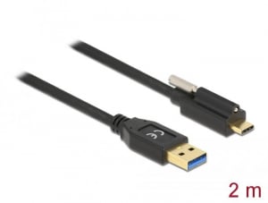 Delock SuperSpeed USB (USB 3.2 Gen 2) kábel A-típusú apa csatlakozó - USB Type-C apa csatlakozó csavarral a tetején, 2m (84031)