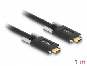 Delock SuperSpeed USB 10 Gbps (USB 3.1 Gen 2) kábel USB Type-C apa csatlakozó > USB Type-C apa csatlakozó csavarokkal az oldalain, 1m fekete (83720)