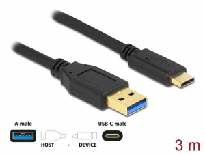 Delock SuperSpeed USB (USB 3.2 Gen 2) A-típusú - USB Type-C kábel 3m (84006)