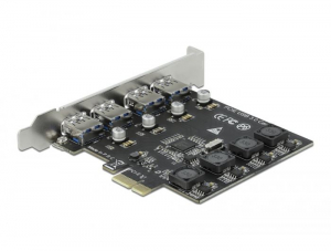 Delock PCI Express x1 Kártya -4 x külső A-típusú USB anya csatlakozó (USB 3.2 Gen 1) (90509)