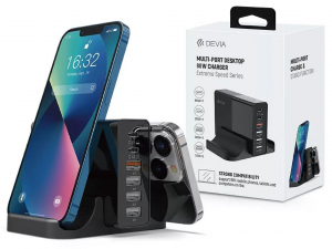Devia ST359446 4xUSB-A - 2xUSB-C asztali t&ouml;ltő&aacute;llom&aacute;s 80W fekete