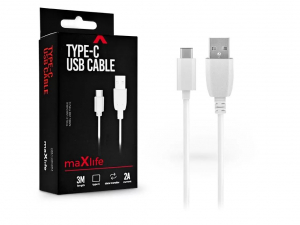 Maxlife USB-A - USB-C töltőkábel 3m fehér (TF-0019)