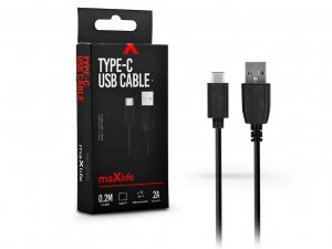 Maxlife USB-A - USB-C töltőkábel 0,2m fekete (TF-0066)