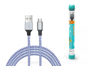 Devia Tube USB-A - Micro USB adat- és töltőkábel 1m ezüst-kék (ST301278)