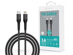 Devia Gracious USB-C - Lightning adat- és töltőkábel 1,5m fekete (ST350085)