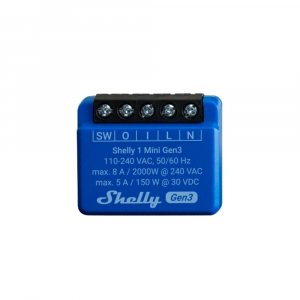 Shelly PLUS 1 Mini GEN3 egy áramkörös WiFi + Bluetooth okosrelé (ALL-REL-PLUSMINI1-R3)