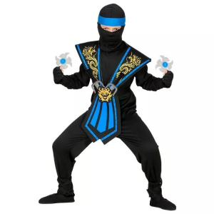 Widmann kék harcos Ninja jelmez fegyverekkel 128cm (38656)