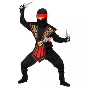 Widmann piros harcos Ninja jelmez fegyverekkel 140-es méret (38567)