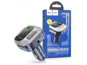 Hoco E75 Bluetooth FM transzmitter - 2xUSB-A szivargyújtó töltő ezüst (HOC0335)