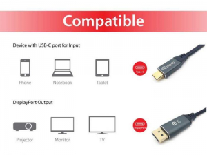 Equip 133422 USB-C - DisplayPort 1.4 Premium k&aacute;bel 8K/60Hz 2m