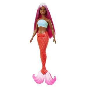 Barbie Dreamtopia: Színes hajú sellő baba narancssárga uszonnyal (HRR02 / HRR04)