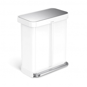 SimpleHuman CW2107 szelektív pedálos szemetes 58 literes fehér