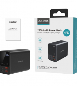 Choetech B635 Power Bank 27000mAh fekete